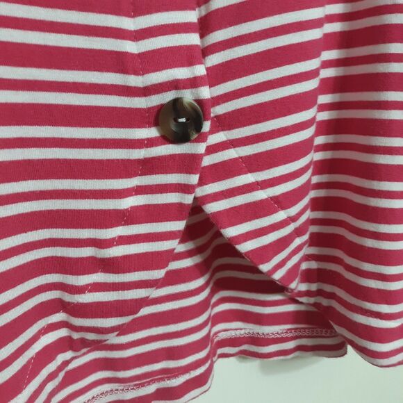 Andree By Unit Womens Sz Medium Red White Stripe Button Back Top - Picture 5 of 8